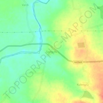 Topografische Karte Sangura, Höhe, Relief