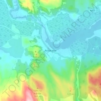 Topografische Karte Acharacle, Höhe, Relief