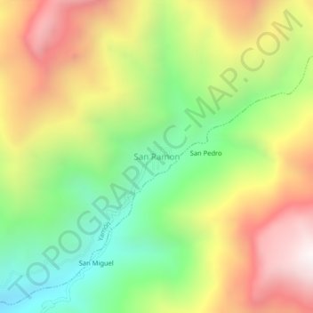 Topografische Karte San Ramon, Höhe, Relief