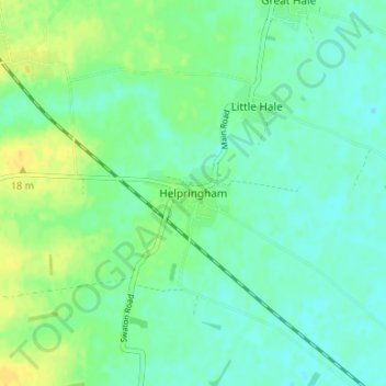 Topografische Karte Helpringham, Höhe, Relief
