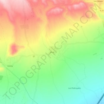 Topografische Karte Úrcal, Höhe, Relief