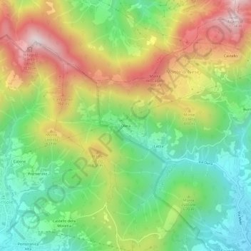 Topografische Karte Olera, Höhe, Relief