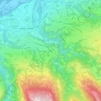 Topografische Karte Tiago, Höhe, Relief
