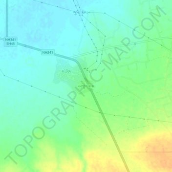 Topografische Karte Arjunvas, Höhe, Relief