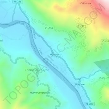 Topografische Karte Malvinas, Höhe, Relief