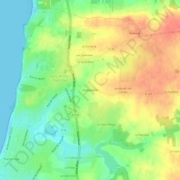 Topografische Karte L'Aubaudière, Höhe, Relief