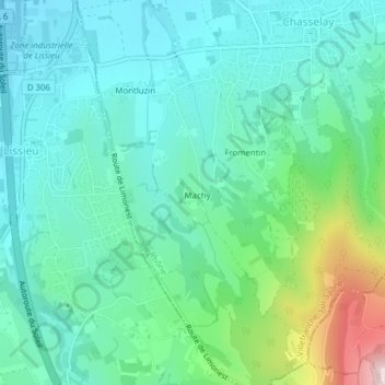 Topografische Karte Château de Machy, Höhe, Relief