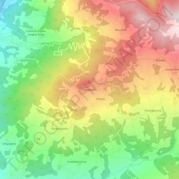 Topografische Karte Groppallo, Höhe, Relief
