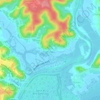 Topografische Karte Salvador do Mundo, Höhe, Relief