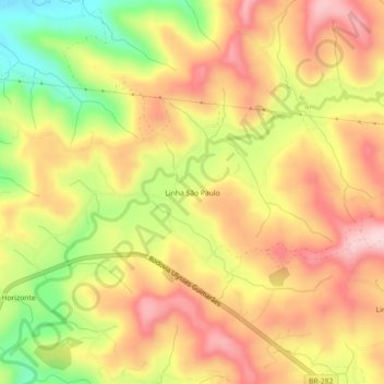 Topografische Karte Linha São Paulo, Höhe, Relief