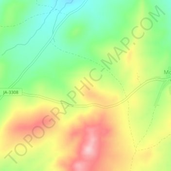Topografische Karte Malagas, Höhe, Relief