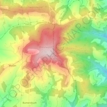 Topografische Karte Blasenfluh, Höhe, Relief