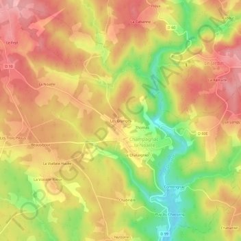 Topografische Karte Les Granges, Höhe, Relief