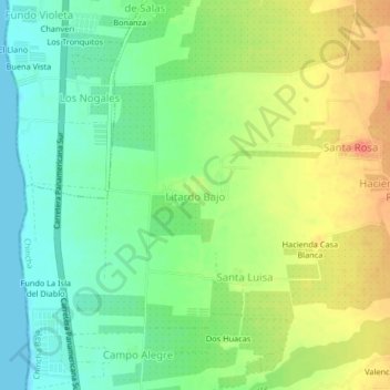Topografische Karte Litardo Bajo, Höhe, Relief
