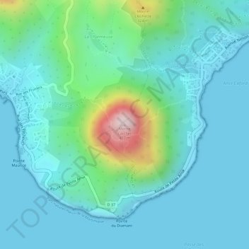 Topografische Karte Morne Larcher, Höhe, Relief