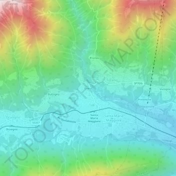 Topografische Karte Crana, Höhe, Relief