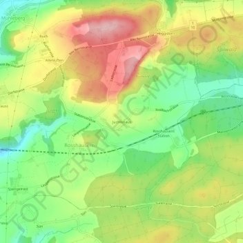 Topografische Karte Juchlishaus, Höhe, Relief