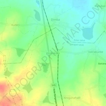 Topografische Karte Hudukula, Höhe, Relief