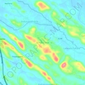 Topografische Karte Wathurawa, Höhe, Relief