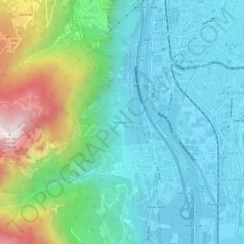 Topografische Karte Belvedere, Höhe, Relief