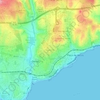 Topografische Karte Figueirinha, Höhe, Relief