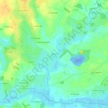 Topografische Karte Retord, Höhe, Relief