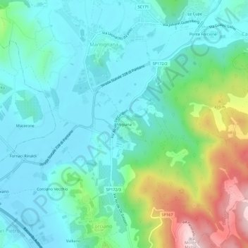 Topografische Karte Migiana, Höhe, Relief