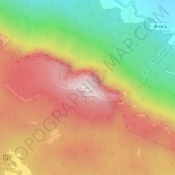 Topografische Karte Monte Panormo, Höhe, Relief