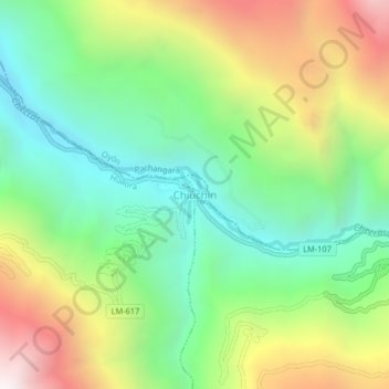 Topografische Karte Chiuchin, Höhe, Relief
