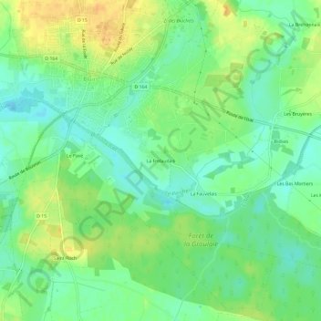 Topografische Karte La Frelaudais, Höhe, Relief