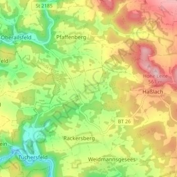 Topografische Karte Kleinlesau, Höhe, Relief