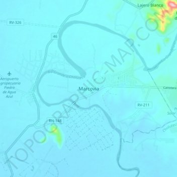 Topografische Karte Marcovia, Höhe, Relief