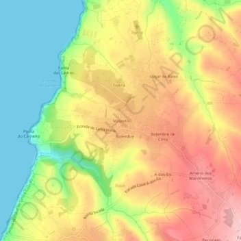 Topografische Karte São João das Lampas, Höhe, Relief
