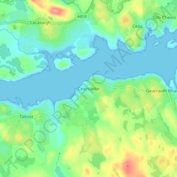 Topografische Karte Kershader, Höhe, Relief