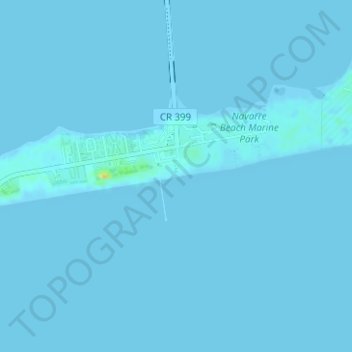 Topografische Karte Navarre Beach, Höhe, Relief