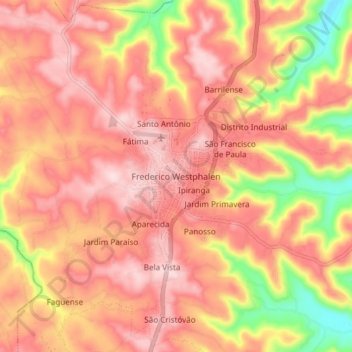 Topografische Karte Frederico Westphalen, Höhe, Relief