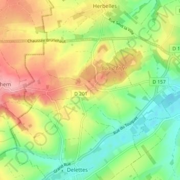 Topografische Karte Upen d'Aval, Höhe, Relief