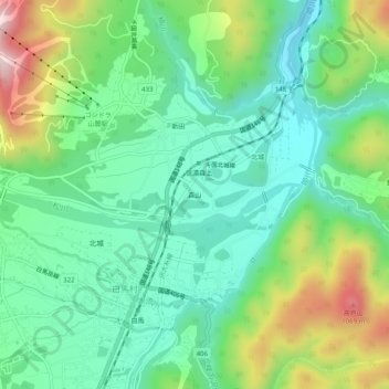 Topografische Karte 森山, Höhe, Relief