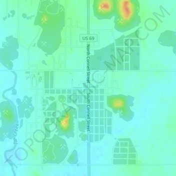 Topografische Karte Picher, Höhe, Relief