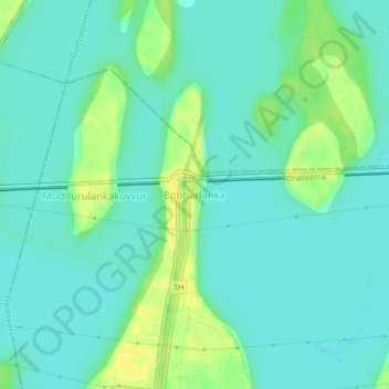 Topografische Karte Bobbarlanka, Höhe, Relief