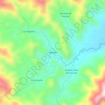 Topografische Karte Pauriali, Höhe, Relief
