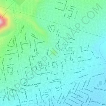 Topografische Karte CERRO BOLONGO, Höhe, Relief