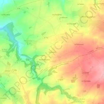 Topografische Karte La Saigne, Höhe, Relief