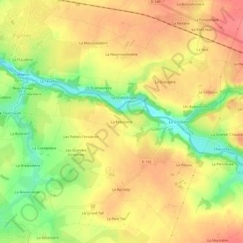 Topografische Karte La Poinstière, Höhe, Relief