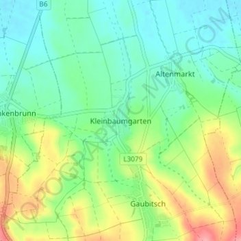 Topografische Karte Kleinbaumgarten, Höhe, Relief