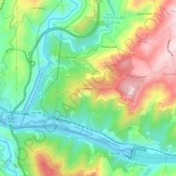 Topografische Karte Devesas, Höhe, Relief