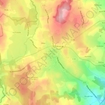 Topografische Karte Craponne-sur-Arzon, Höhe, Relief