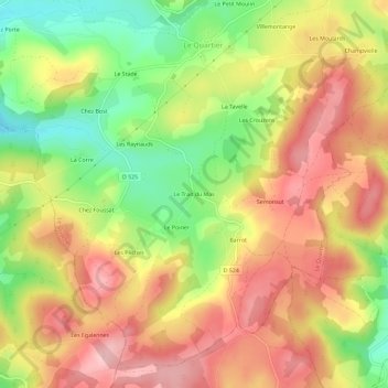 Topografische Karte Le Trait du Mas, Höhe, Relief