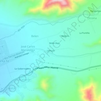 Topografische Karte Uchuya, Höhe, Relief