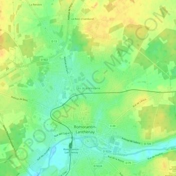 Topografische Karte Clos de la Malicorne, Höhe, Relief